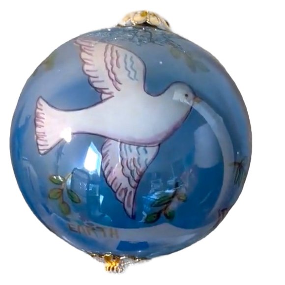 Vintage 2001 Dove Peace On Earth Li Bien Inside Art Glass Ball Ornament - Picture 4 of 9
